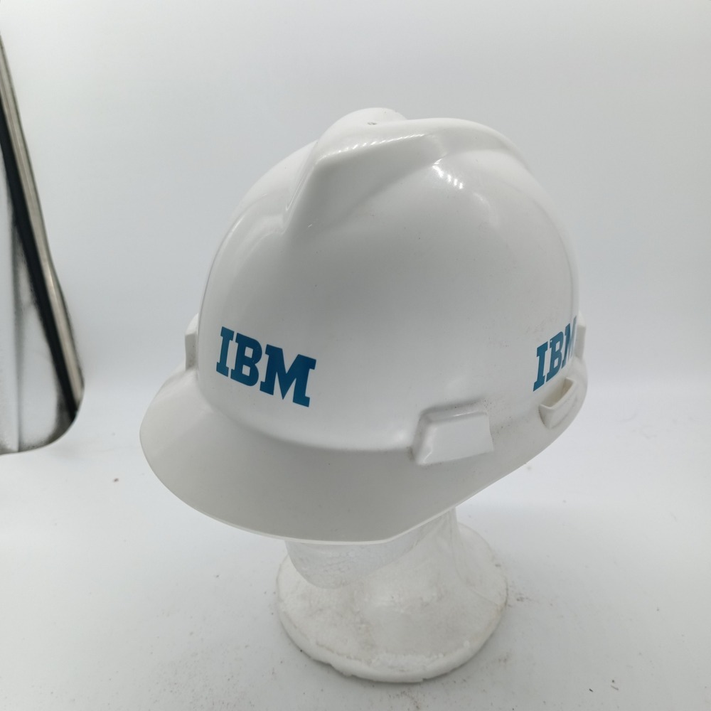 MSA V-Gard IBM Hard Hat White Size Medium ANSI Z89.1 Adjustable Safety Helmet